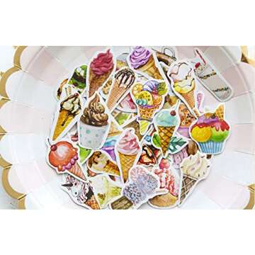 DzdzCrafts Ice Cream Stickers 1.6 Inch for Crafting Fun