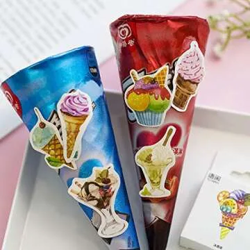 DzdzCrafts Ice Cream Stickers 1.6 Inch for Crafting Fun