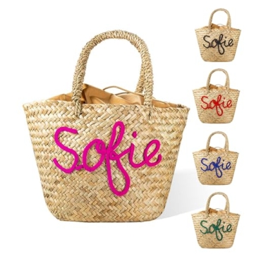 Callie Personalized Straw Tote Bag for Women - Customizable Gift