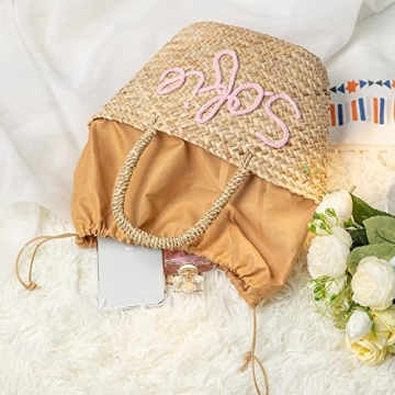 Callie Personalized Straw Tote Bag for Women - Customizable Gift