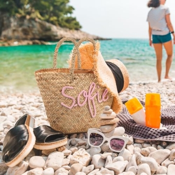 Callie Personalized Straw Tote Bag for Women - Customizable Gift