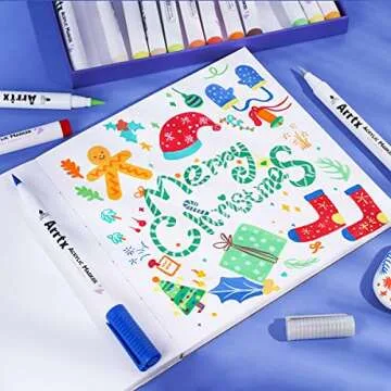 Arrtx 30 Colors Acrylic Paint Pens for Rock Painting, Extra Brush Tip, Water Based Paint Markers for Stone, Glass, Easter Egg, Wood and Fabric Painting-No Toxic,No Odor 30B