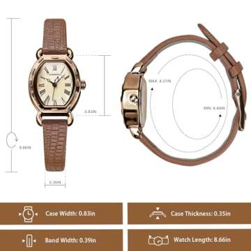 NN BEN NEVIS Watch, Womens Watch Elegant Lychee Leather Strap, Fashion Creative Square Wrist Watch, Analog Watch Birthday/Wedding Gifts for Women