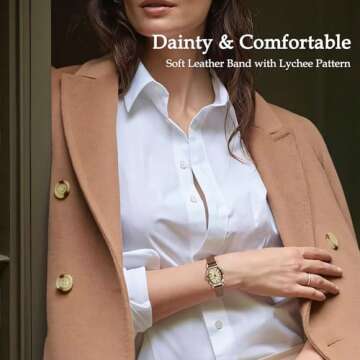 NN BEN NEVIS Watch, Womens Watch Elegant Lychee Leather Strap, Fashion Creative Square Wrist Watch, Analog Watch Birthday/Wedding Gifts for Women