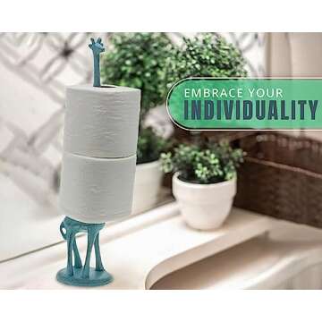 Giraffe Paper Towel Holder for Kitchen or Decorative Toilet Paper Stand for Bathroom - Unique Antique, Vintage, Whimsical Animal Design Roll Dispenser for Home Decor