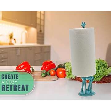 Giraffe Paper Towel Holder for Kitchen or Decorative Toilet Paper Stand for Bathroom - Unique Antique, Vintage, Whimsical Animal Design Roll Dispenser for Home Decor