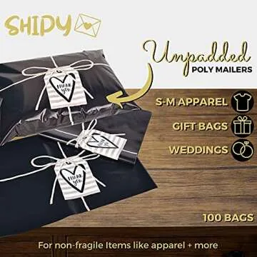 Cute Thank You Poly Mailers by SHIPY - 10x13, 100 Pack
