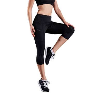 Neleus 3 Pack Workout Running Capris Tummy Control High Waist Yoga Leggings Yoga Pants,9027,Black,Grey,Dark red,M,EU L