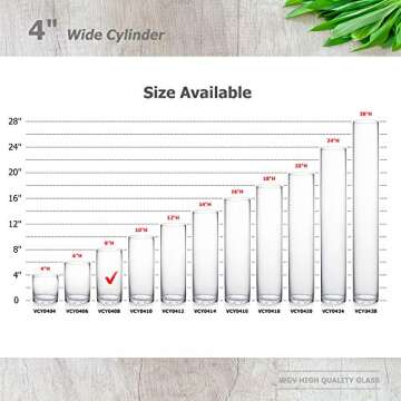 WGVI Quality Thick Weighted Clear Cylinder Glass Vases, 4" W x 8" H, Flower Arrangement Floating Candle Holders Wedding Centerpieces Terrarium Planter Floral Pen Brush Storage Container, 1 Piece