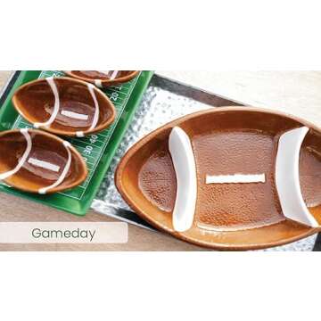 Boston International Football Tray Melamine Serving Platter with Handles, 15 x 8-Inches, Game Day