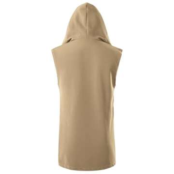 GIVON Mens Sleeveless Ruffle Shawl Collar Cardigan with Pockets / DCC035-BEIGE-L