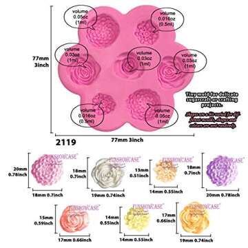 Mini Flowers Fondant Silicone Mold for Cake Decoration and Crafting Projects 7-Cavity