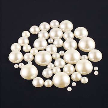 DECORA 500pcs Ivory Flat Back Cabochons Half-round Pearl for Wedding Decoration Assorted Sizes