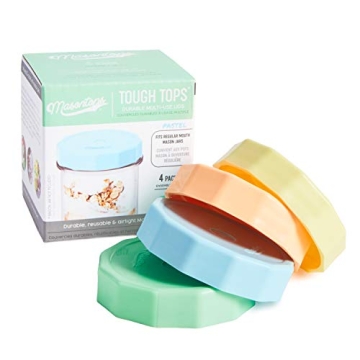 Masontops Tough Tops - Ball Regular Mouth Mason Jar Lids Plastic Leakproof - BPA-Free Multi Colored ...