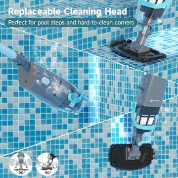 Rechargeable Pool Vacuum with 60 Min Runtime and Power