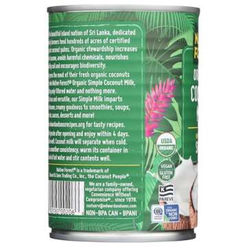 Native Forest Organic Coconut Milk Unsweetened - Coconut Milk Canned, Unsweetened Coconut Milk Organic, Simple - 13.5 Fl Oz (Pack of 1)