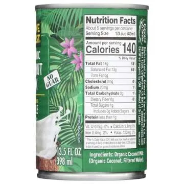 Native Forest Organic Coconut Milk Unsweetened - Coconut Milk Canned, Unsweetened Coconut Milk Organic, Simple - 13.5 Fl Oz (Pack of 1)