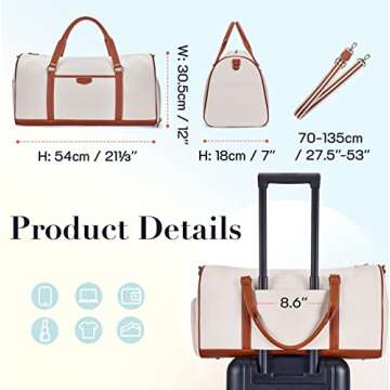 MISSNINE Canvas Sport Duffel Bag for Travel and Gym