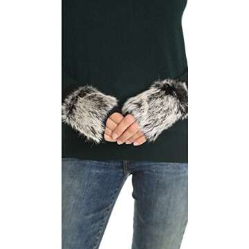 Luxurious Adrienne Landau Women's Knit Fingerless Fur Gloves - Chic & Practical for Every Occasion