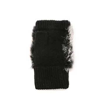 Shop Adrienne Landau Women's Knit Fingerless Fur Gloves
