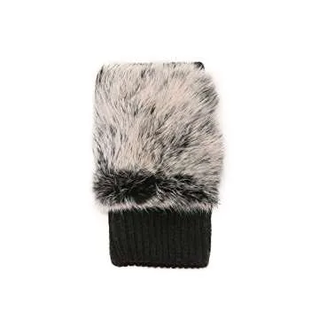 Shop Adrienne Landau Women's Knit Fingerless Fur Gloves