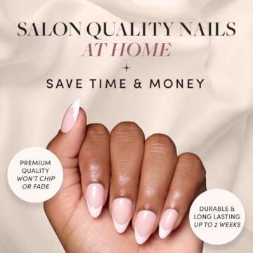 Glamnetic Press On Nails - All Time Love | Short Almond Nails with French Tips and Leaf Accents, Reusable Stick On Fake Nails | Love In Bloom Spring Nails | 15 Sizes - 30 Nail Kit with Glue