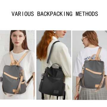 Karani Backpack Purse for Women Anti-theft, Water-resistant Nylon Travel Purse Shoulder Bag with Det...
