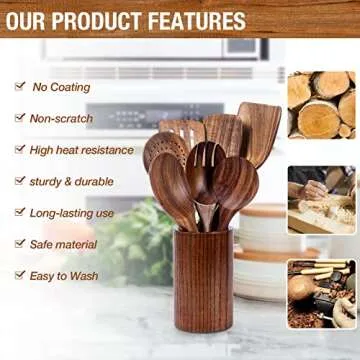 Premium Teak Wood Cooking Utensils Set for Your Kitchen
