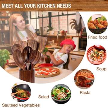 Premium Teak Wood Cooking Utensils Set for Your Kitchen