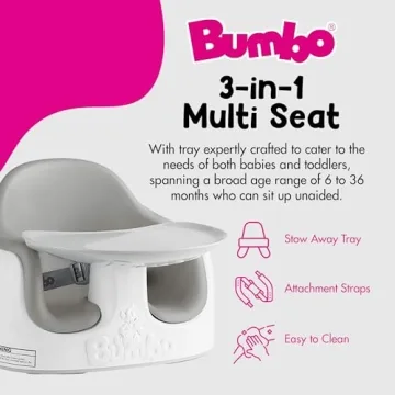 Bumbo 3-in-1 Baby Multi Seat Booster w/Feeding Tray, 6-36 Months Old, Cool Grey
