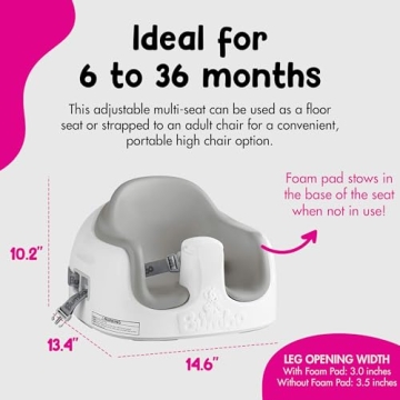 Bumbo 3-in-1 Baby Multi Seat Booster w/Feeding Tray, 6-36 Months Old, Cool Grey