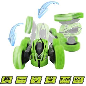 Fisca RC Car Remote Control Stunt Car, 4WD Monster Truck Double Sided Rotating Tumbling - 2.4GHz Hig...