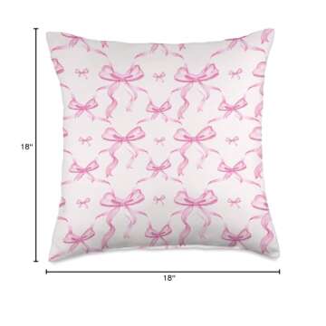 Aesthetic Pink Ribbons and Bows in Watercolor Throw Pillow