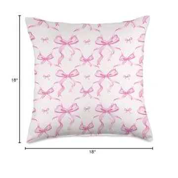 Aesthetic Pink Ribbons and Bows in Watercolor Throw Pillow