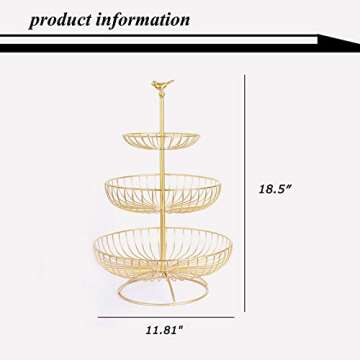Elegant 3-Tier Metal Fruit Basket Bowl for All Occasions