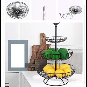 Elegant 3-Tier Metal Fruit Basket Bowl for All Occasions