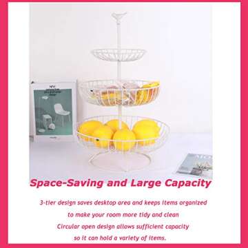 Elegant 3-Tier Metal Fruit Basket Bowl for All Occasions