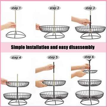 Elegant 3-Tier Metal Fruit Basket Bowl for All Occasions