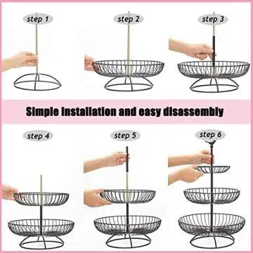 Elegant 3-Tier Metal Fruit Basket Bowl for All Occasions