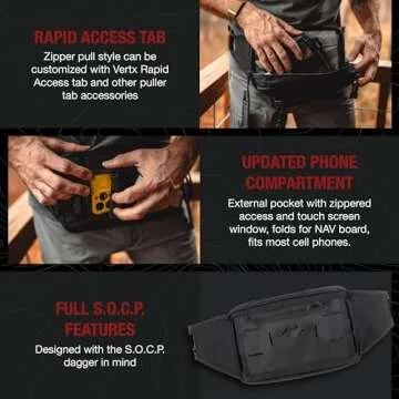 Vertx S.O.C.P. Tactical Fanny Pack, CCW Crossbody Waist Bag for Men and Women, Concealed Carry, EDC, Travel, Work, It's Black