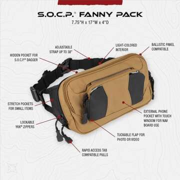 Vertx S.O.C.P. Tactical Fanny Pack, CCW Crossbody Waist Bag for Men and Women, Concealed Carry, EDC, Travel, Work, It's Black