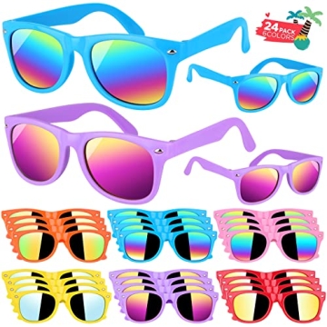 GINMIC Kids sunglasses bulk, Kids Sunglasses Party Favor, 24Pack Neon Sunglasses with UV400 Protecti...