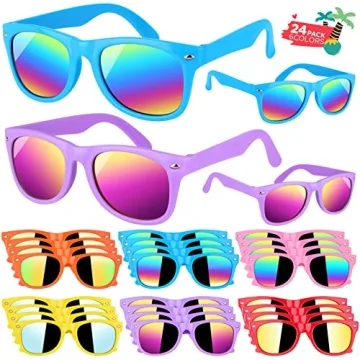 GINMIC Kids Sunglasses Bulk - 24 Pack Neon Sunglasses with UV400 Protection for Kids, Great Gift for...