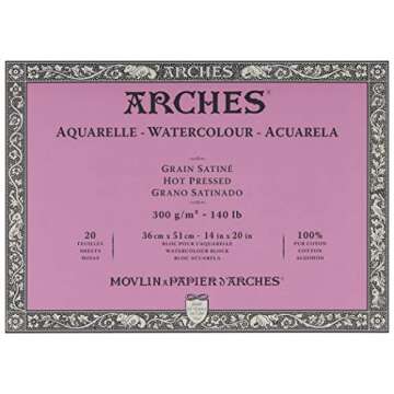 Arches Watercolor Paper Block - Hot Press 140lb - 14x20 - with 4-Pack Upsyde Angle Lifts