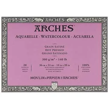 Arches Watercolor Paper Block - Hot Press 140lb - 14x20 - with 4-Pack Upsyde Angle Lifts