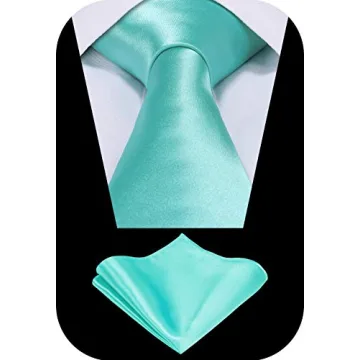 Aqua Satin Necktie & Pocket Square Gift Set