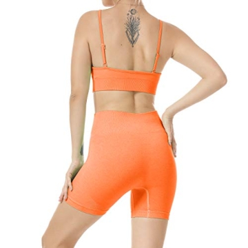 Seamless Yoga Set Workout Bra High Waist Shorts Orange