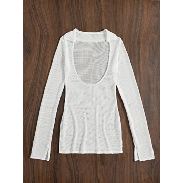 MakeMeChic Crochet Beach Cover Up Dress with Sleeves