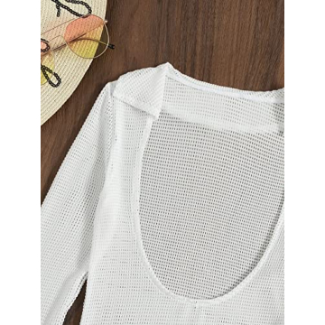 MakeMeChic Crochet Beach Cover Up Dress with Sleeves