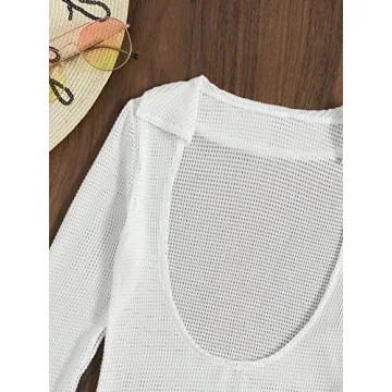 MakeMeChic Crochet Beach Cover Up Dress with Sleeves